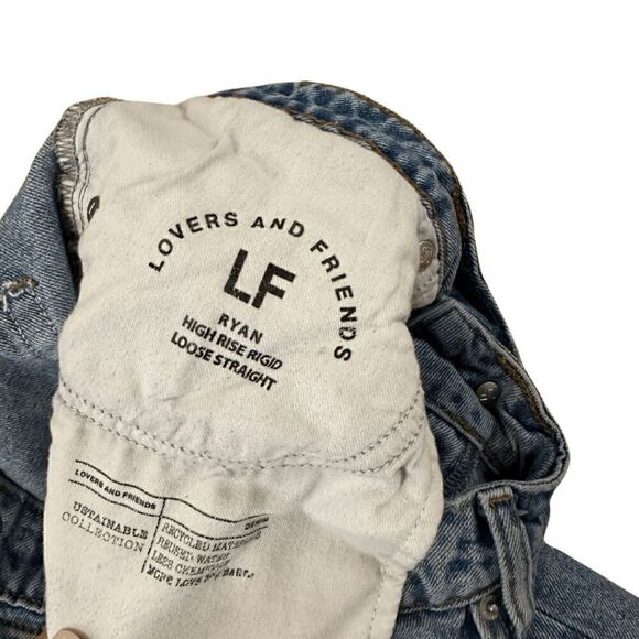 Lovers and Friends Womens Blue Ryan High Rise Rigid Loose Straight Jeans Size 30 - Picture 4 of 9